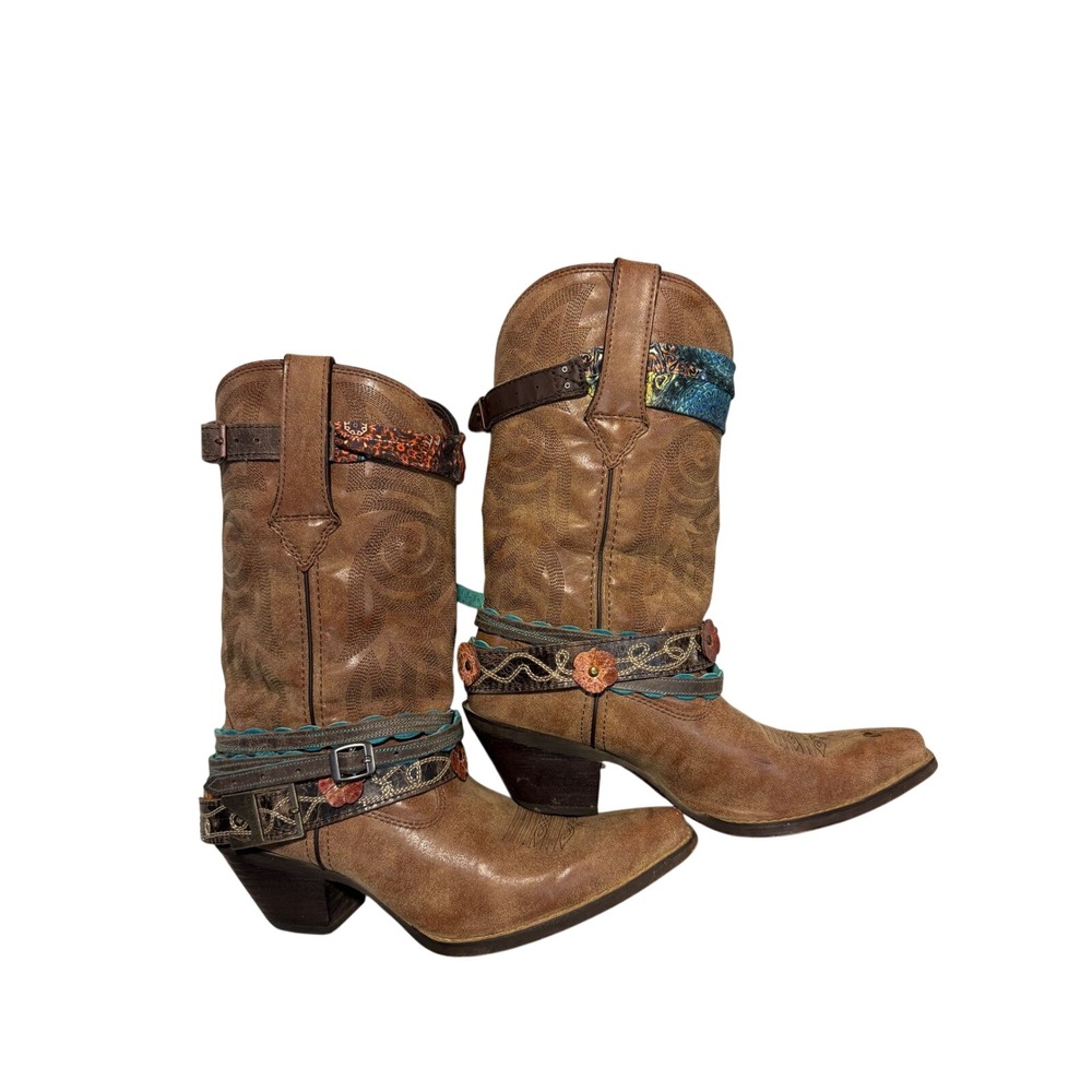 Durango Crush Accessorize Brown Western Boots‎ DCRD145 Embroidered Pointed 9.5M